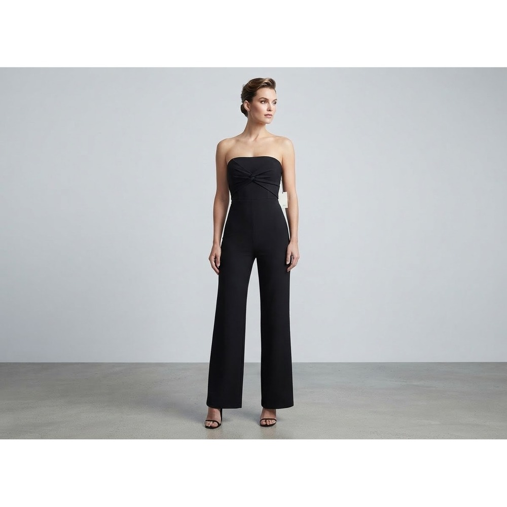 Black Strapless Twist Front Wide Leg Jumpsuit Medium episode